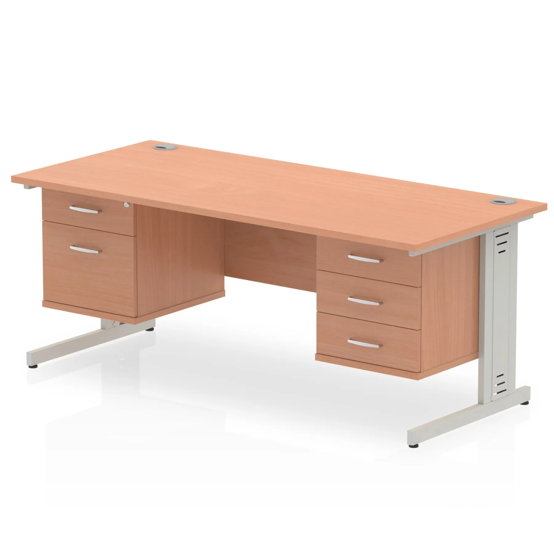 Impulse Cable Managed Straight Desk With Two Fixed Pedestal