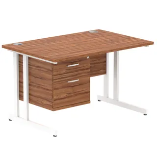 Impulse Cantilever Straight Desk With Single Fixed Pedestal