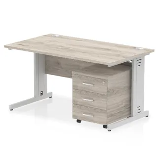Impulse Cable Managed Straight Desk With Mobile Pedestal