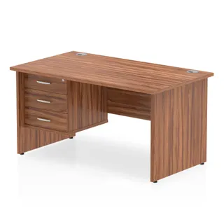 Impulse Panel End Straight Desk With Single Fixed Pedestal