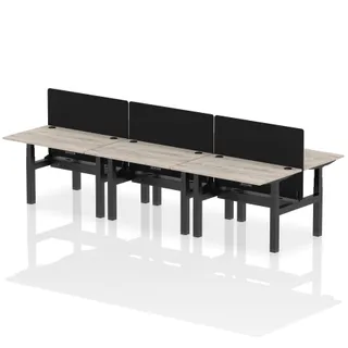 Air Back-to-Back Height Adjustable Bench Desk - 6 Person