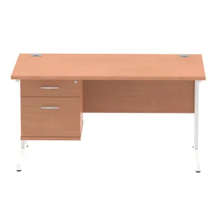 Impulse Cantilever Straight Desk With Single Fixed Pedestal