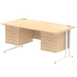 Impulse Cantilever Straight Desk With Two Fixed Pedestal