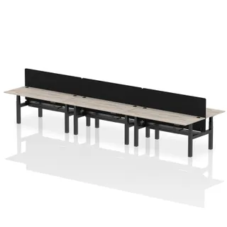 Air Back-to-Back Height Adjustable Bench Desk - 6 Person