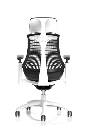 Flex Medium Back White Frame Task Operator Office Chair with Arms
