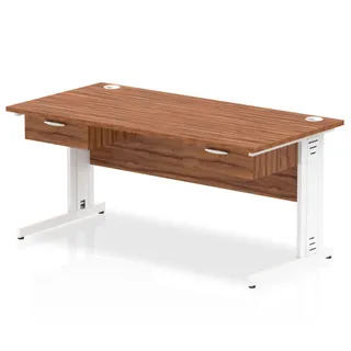 Impulse Cable Managed Straight Desk With Two One Drawer Fixed Pedestals