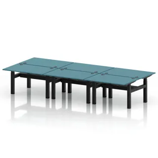 Air Back-to-Back Height Adjustable Bench Desk - 6 Person