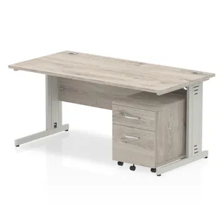 Impulse Cable Managed Straight Desk With Mobile Pedestal