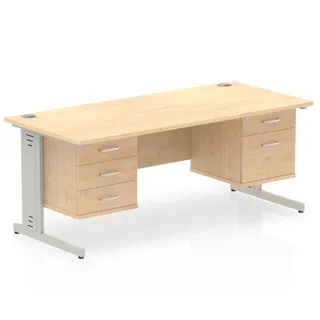 Impulse Cable Managed Straight Desk With Two Fixed Pedestal