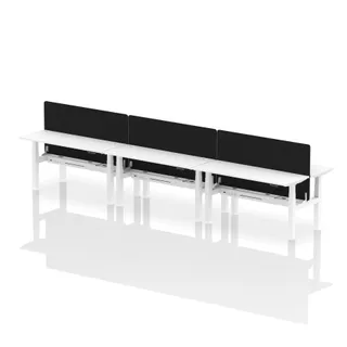 Air Back-to-Back Slimline Height Adjustable Bench Desk - 6 Person