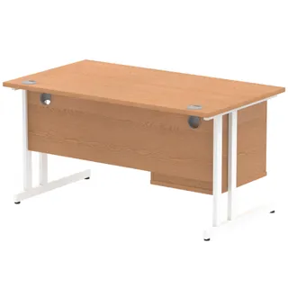 Impulse Cantilever Straight Desk With Single Fixed Pedestal