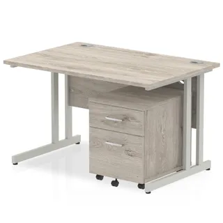OE - Impulse Cantilever Straight Desk With Mobile Pedestal
