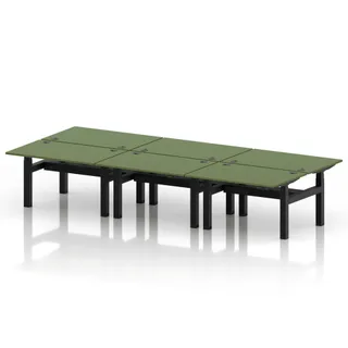 Air Back-to-Back Height Adjustable Bench Desk - 6 Person