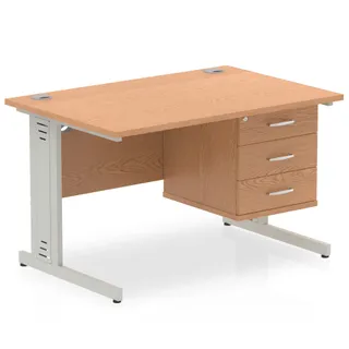 Impulse Cable Managed Straight Desk With Single Fixed Pedestal