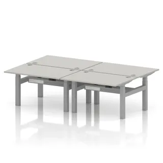 Air Back-to-Back Height Adjustable Bench Desk - 4 Person
