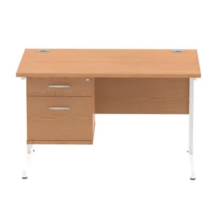 Impulse Cantilever Straight Desk With Single Fixed Pedestal