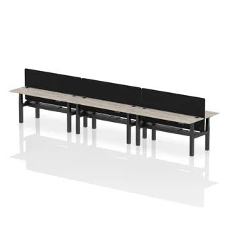 Air Back-to-Back Slimline Height Adjustable Bench Desk - 6 Person