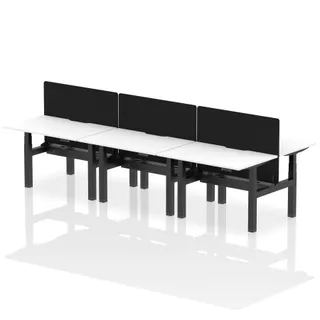 Air Back-to-Back Scalloped Edge Height Adjustable Bench Desk - 6 Person