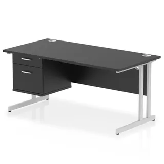 Impulse Cantilever Straight Desk With Single Fixed Pedestal