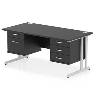 Impulse Cantilever Straight Desk With Two Fixed Pedestal