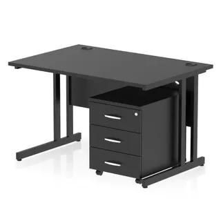 Impulse Cantilever Straight Desk With Mobile Pedestal