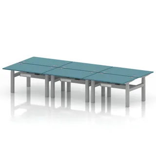 Air Back-to-Back Height Adjustable Bench Desk - 6 Person