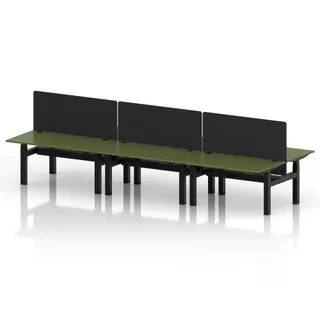 Air Back-to-Back Height Adjustable Bench Desk - 6 Person