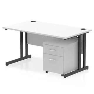 Impulse Cantilever Straight Desk With Mobile Pedestal
