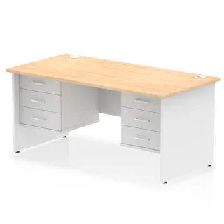 Impulse Panel End Straight Desk With Two Fixed Pedestal