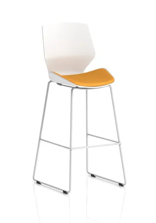EE - Florence White Frame Fabric Seat High Stool Chair