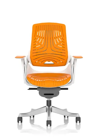 Zure High Back White Shell Elastomer Executive Office Chair with Arms