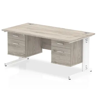 Impulse Cable Managed Straight Desk With Two Fixed Pedestal
