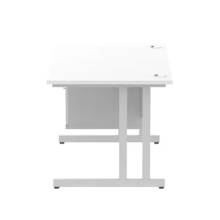Impulse Cantilever Straight Desk With Single Fixed Pedestal