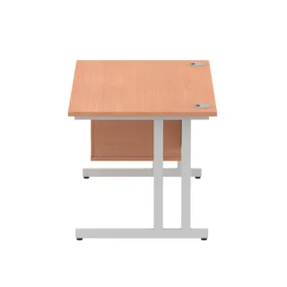 Impulse Cantilever Straight Desk With Single Fixed Pedestal