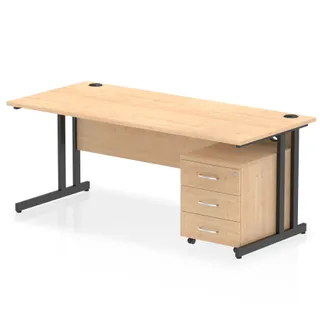 Impulse Cantilever Straight Desk With Mobile Pedestal
