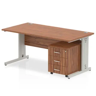 Impulse Cable Managed Straight Desk With Mobile Pedestal