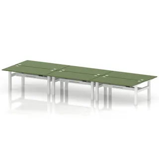Air Back-to-Back Height Adjustable Bench Desk - 6 Person