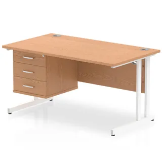 EE - Impulse Cantilever Straight Desk With Single Fixed Pedestal