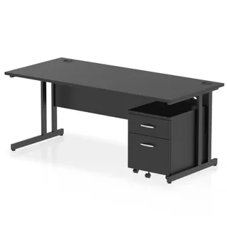 Impulse Cantilever Straight Desk With Mobile Pedestal