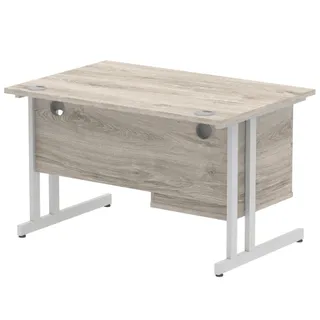 Impulse Cantilever Straight Desk With Single Fixed Pedestal