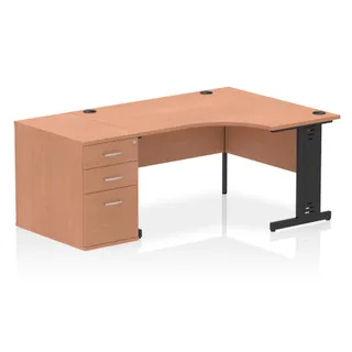 Impulse Cable Managed Crescent Desk Workstation