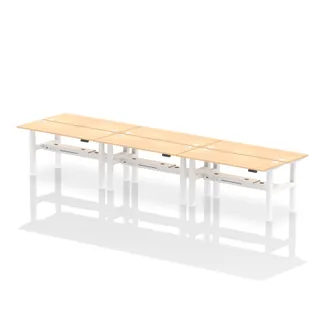 Air Back-to-Back Slimline Height Adjustable Bench Desk - 6 Person