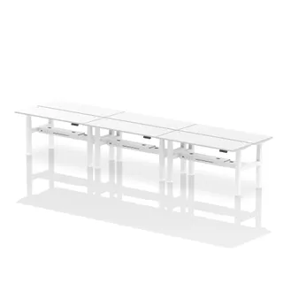 Air Back-to-Back Slimline Height Adjustable Bench Desk - 6 Person