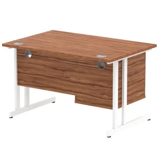 Impulse Cantilever Straight Desk With Single Fixed Pedestal