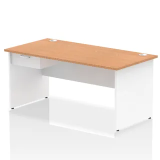 Impulse Panel End Straight Desk With Single One Drawer Fixed Pedestal