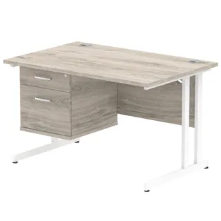 EE - Impulse Cantilever Straight Desk With Single Fixed Pedestal