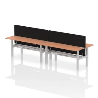 Air Back-to-Back Slimline Height Adjustable Bench Desk - 4 Person