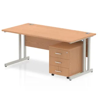 Impulse Cantilever Straight Desk With Mobile Pedestal