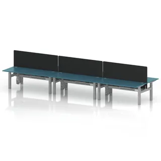 Air Back-to-Back Height Adjustable Bench Desk - 6 Person