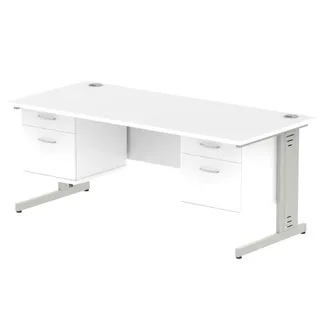 Impulse Cable Managed Straight Desk With Two Fixed Pedestal
